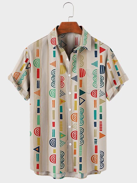 Mens Geometric Print Chest Pocket Round Hem Loose Short Sleeve Shirts, Khaki, Men's Floral shirt
Mens Geometric Print Chest Pocket Round Hem Loose Short Sleeve Shirts, Khaki, Men's Floral shirt