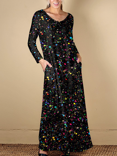 V Neck Polka Dots Dresses Symphony Dot Pocket Long Sleeve V-Neck Maxi Dress, Black, Maxi Dresses
V Neck Polka Dots Dresses Symphony Dot Pocket Long Sleeve V-Neck Maxi Dress, Black, Maxi Dresses