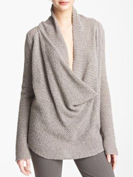 Long Sleeve Casual Loosen Solid Sweater, As picture, Pullovers 
Long Sleeve Casual Loosen Solid Sweater, As picture, Pullovers