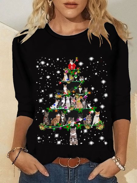 Christmas Xmas Long Sleeve Round Neck Plus Size Printed Tops T-shirts, Black, T-Shirts
Christmas Xmas Long Sleeve Round Neck Plus Size Printed Tops T-shirts, Black, T-Shirts