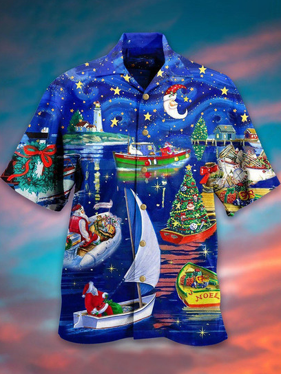 Casual Shirt Collar Short Sleeve Shirts & Tops, As picture, Men's Floral shirt
