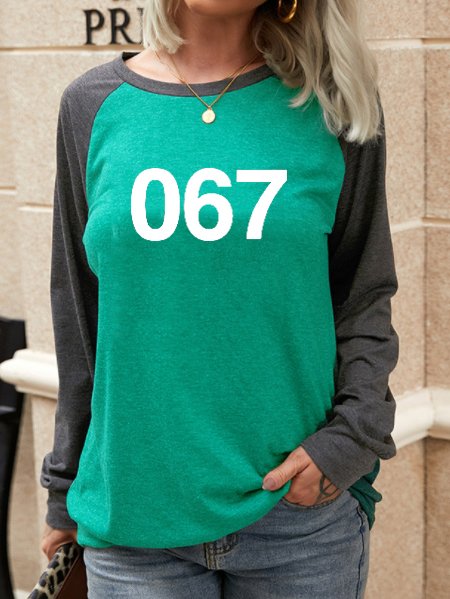 Game numbers printed round neck contrast long-sleeved T-shirt, Green, Hoodies&Sweatshirts
Game numbers printed round neck contrast long-sleeved T-shirt, Green, Hoodies&Sweatshirts