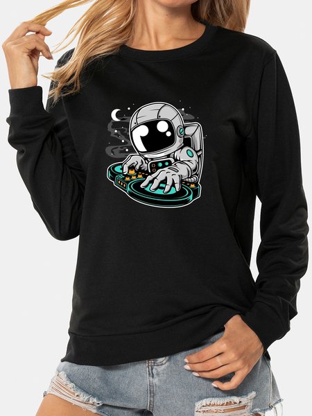 Unocis Fun Space Musician Sweatshirt, Black, Sweatshirts