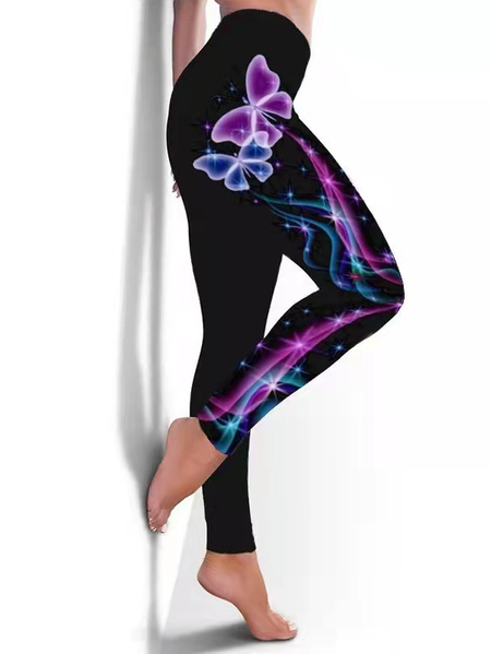 Butterfly Cotton Pants, Blue purple, Leggings