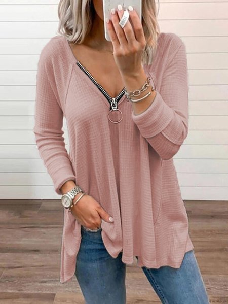 Grigio scuro Bianco Rosa Casuale Allentare Camicie & Top, Blouses & Shirts