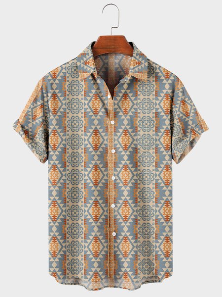 Casual Short Sleeve Shirts, Aqua, Men's Floral shirt