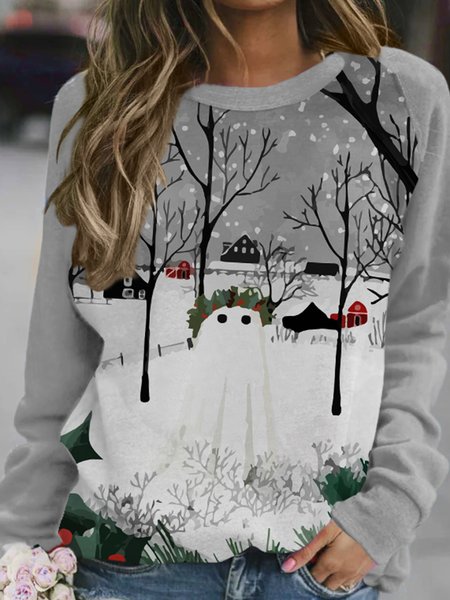 White Ghost Women's Sweatshirt, As picture, Hoodies&Sweatshirts