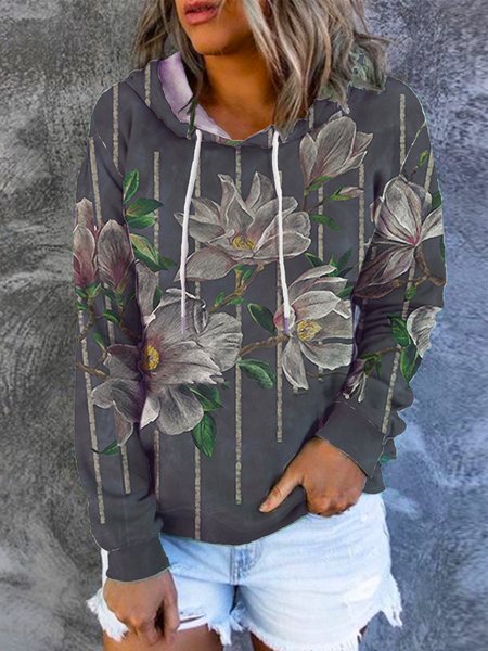 Floral Regular Fit Floral Sweatshirt, As picture, Hoodies&Sweatshirts