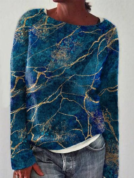 Regular Fit Sea Crew Neck Shirts & Tops, Blue, Tops
