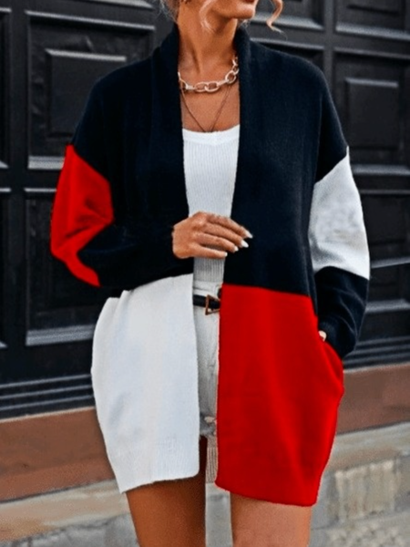 Fall Color Block Mid-weight Slightly stretchy Daily Long sleeve Outerwear, Red, Cardigans
Fall Color Block Mid-weight Slightly stretchy Daily Long sleeve Outerwear, Red, Cardigans