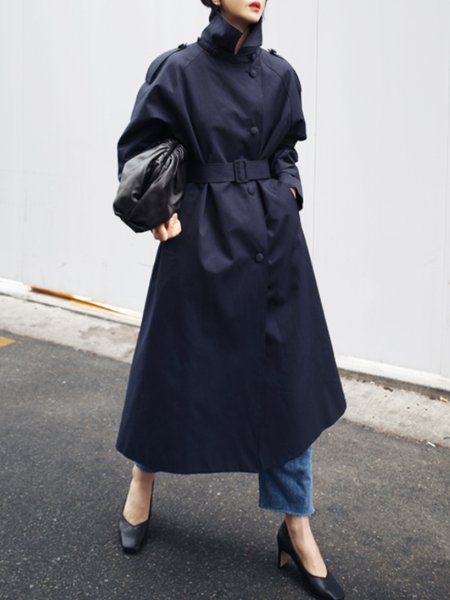 Daily Long Sleeve Solid Lapel Outerwear, As picture, Coats