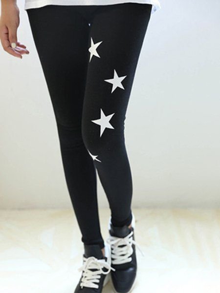 Star Casual Pants, Black, Leggings