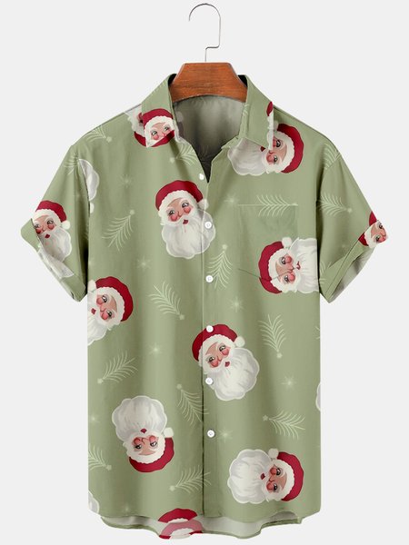 Mens Christmas Santa Printed Casual Breathable Short Sleeve Shirts, Green, Men's Floral shirt
Mens Christmas Santa Printed Casual Breathable Short Sleeve Shirts, Green, Men's Floral shirt