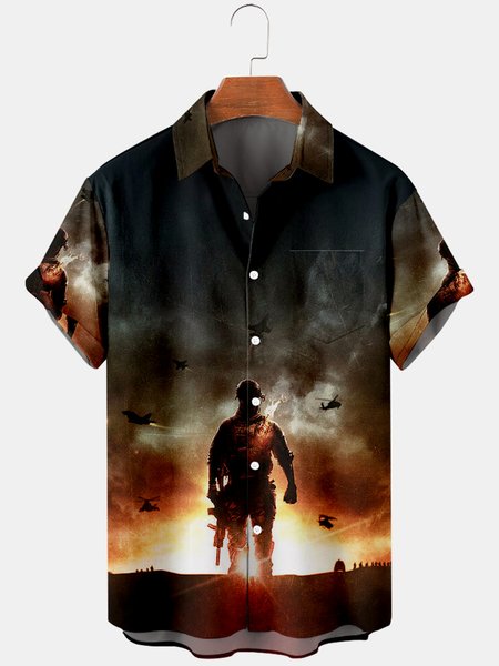 Mens Veterans Day Chest Pocket Round Hem Loose Short Sleeve Shirts, Brown, Men's Floral shirt
Mens Veterans Day Chest Pocket Round Hem Loose Short Sleeve Shirts, Brown, Men's Floral shirt