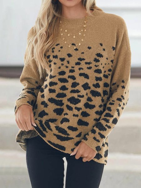 Leopard Casual Shirts & Tops, Khaki, Tops