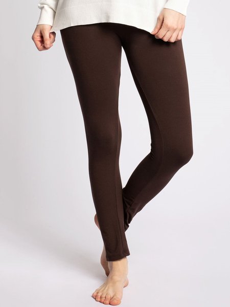 Casual Basics Simple Sports Daily Household Solid Skinny Leggings Pants, Brown, Leggings
