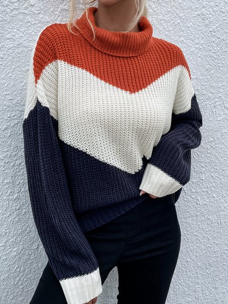 Arancia Allentare Semplice alto Collo Maglione, Sweater