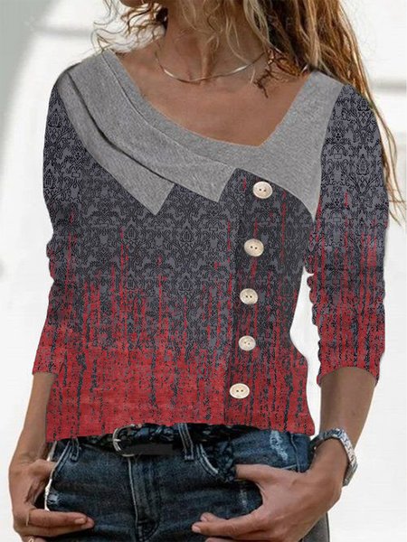 Vintage Geometric Printed Buttoned Long Sleeves Plus Size Casual Tops, Multicolor, T-Shirts
Vintage Geometric Printed Buttoned Long Sleeves Plus Size Casual Tops, Multicolor, T-Shirts
