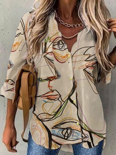 Vintage Abstract Figure Printed Long Sleeves V Neck Plus Size Casual Shirt Tops, Multicolor, Blouses & Shirts
Vintage Abstract Figure Printed Long Sleeves V Neck Plus Size Casual Shirt Tops, Multicolor, Blouses & Shirts