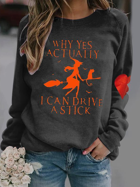 Cotton Cartoon Loosen Tops, Black, Hoodies & Sweatshirts