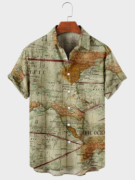 Mens Vintage Map Printed Casual Breathable Short Sleeve Shirts, Khaki, Men's Floral shirt
Mens Vintage Map Printed Casual Breathable Short Sleeve Shirts, Khaki, Men's Floral shirt