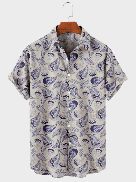 Shirt Collar Short Sleeve Shirts, As picture, Men's Floral shirt