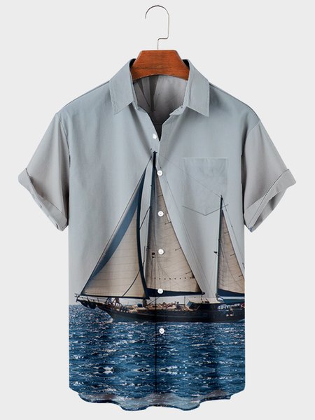 Mens Sailboat Printed Casual Breathable Short Sleeve Shirts, Blue, Men's Floral shirt
Mens Sailboat Printed Casual Breathable Short Sleeve Shirts, Blue, Men's Floral shirt