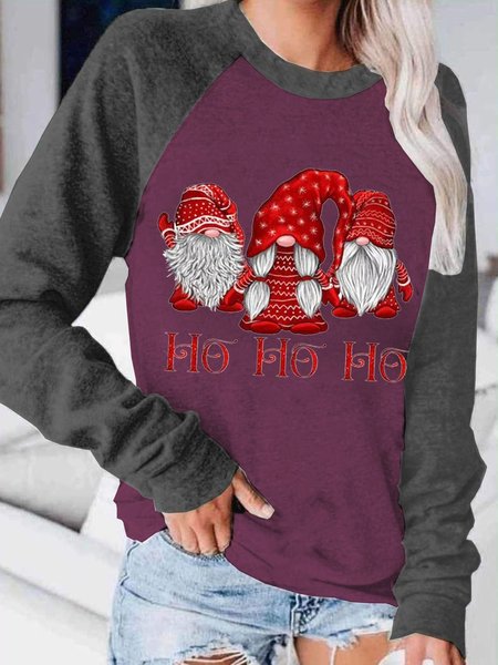 Christmas Goblin Crew Neck Letter Casual Shirt Top, Red, Hoodies&Sweatshirts
