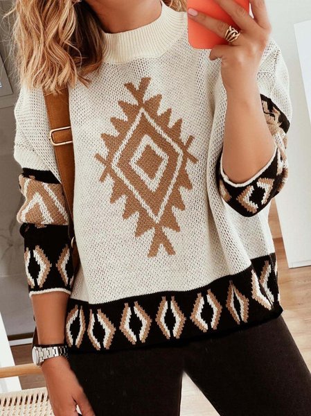 Vacation Casual Geometric Print Round Neck Long Sleeve Sweater, Beige, Sweaters & Cardigans
Vacation Casual Geometric Print Round Neck Long Sleeve Sweater, Beige, Sweaters & Cardigans