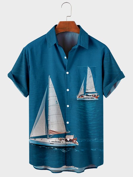 Mens Sailboat Printed Casual Breathable Short Sleeve Shirts, Blue, Men's Floral shirt
Mens Sailboat Printed Casual Breathable Short Sleeve Shirts, Blue, Men's Floral shirt