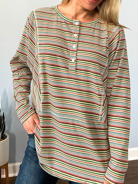 Vintage Casual Striped Elegant Loosen Cotton Blends Shirts & Tops, Multicolor, Tees & T-shirts
Vintage Casual Striped Elegant Loosen Cotton Blends Shirts & Tops, Multicolor, Tees & T-shirts