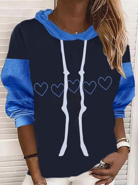 Basics Loosen Hooded Sweatshirt, As picture, Hoodies & Sweatshirts