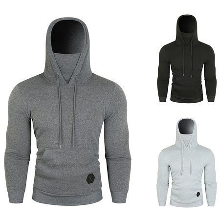 Hooded Casual Cotton Sweatshirt, Deep gray, Hoodies