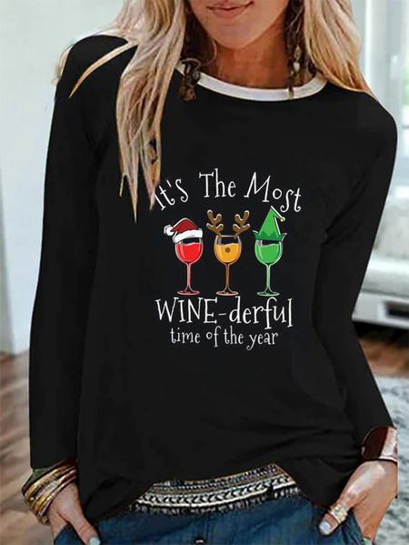 Plus size Drinking Christmas Shirts & Tops, Black, T-Shirts