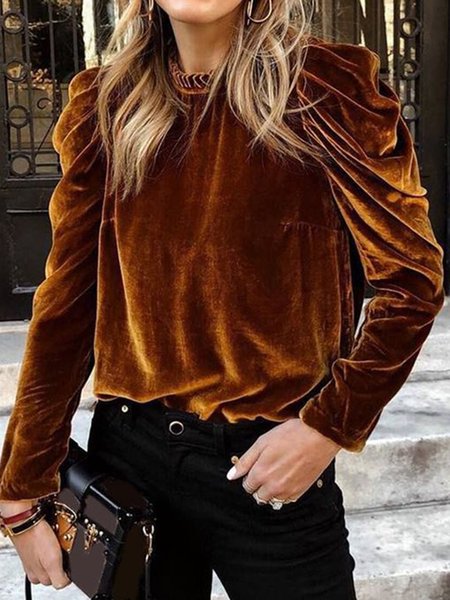 Stand Collar Elegant Top, As picture, Tops