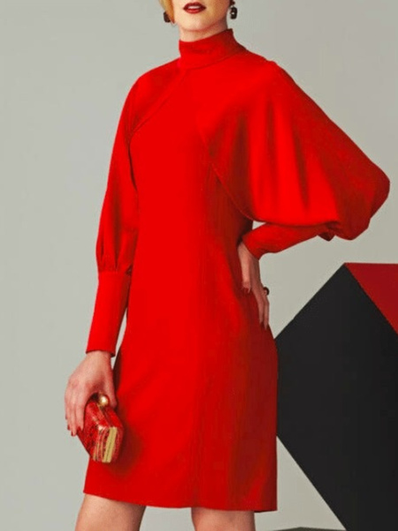 Winter Regular Fit Stand Collar Elegant Work Formal Date Party Dresses, Red, Midi Dresses
Winter Regular Fit Stand Collar Elegant Work Formal Date Party Dresses, Red, Midi Dresses