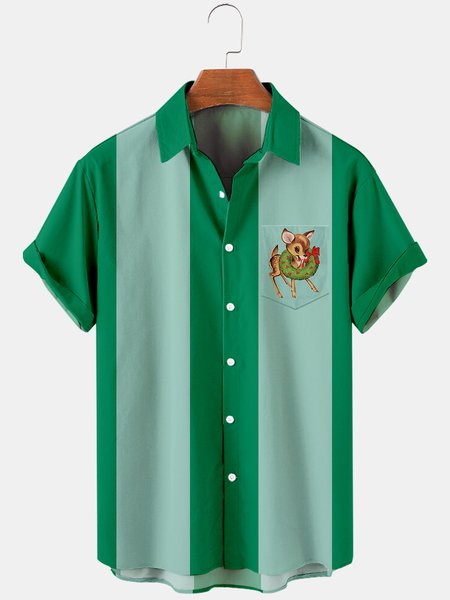 Mens Christmas Deer Printed Casual Breathable Short Sleeve Shirts, Green, Men's Floral shirt
Mens Christmas Deer Printed Casual Breathable Short Sleeve Shirts, Green, Men's Floral shirt