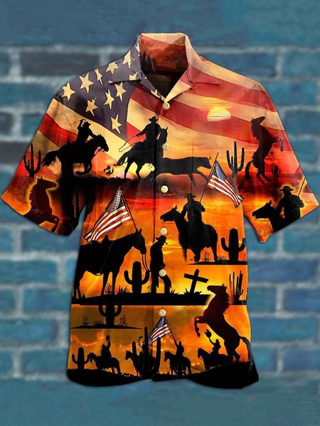 Mens American Flag Cowboy Print Loose Short Sleeve Shirts, Yellow, Men's Floral shirt
Mens American Flag Cowboy Print Loose Short Sleeve Shirts, Yellow, Men's Floral shirt