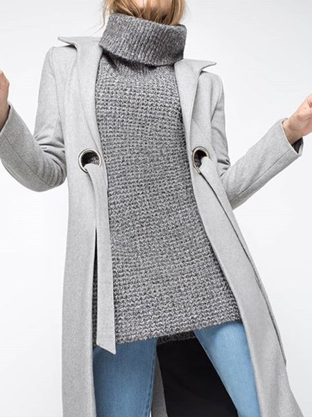 Casual Regular Fit Outerwear, Gray, Coats