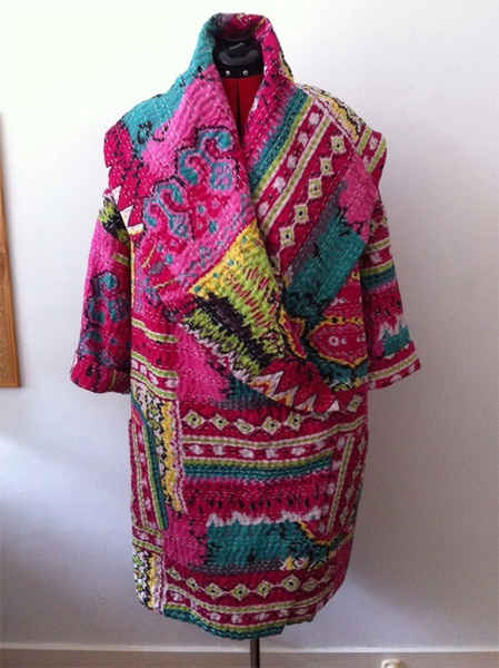 Tribal Printed Casual Long Sleeve Outerwear, Rose red, Outerwear