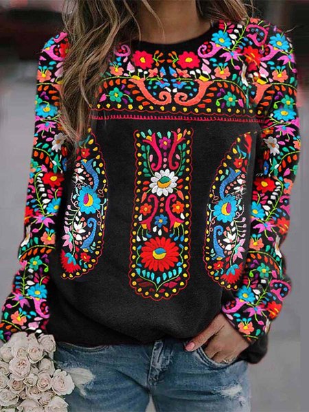 Loosen Vacation Abstract Sweatshirt, Black, Hoodies & Sweatshirts