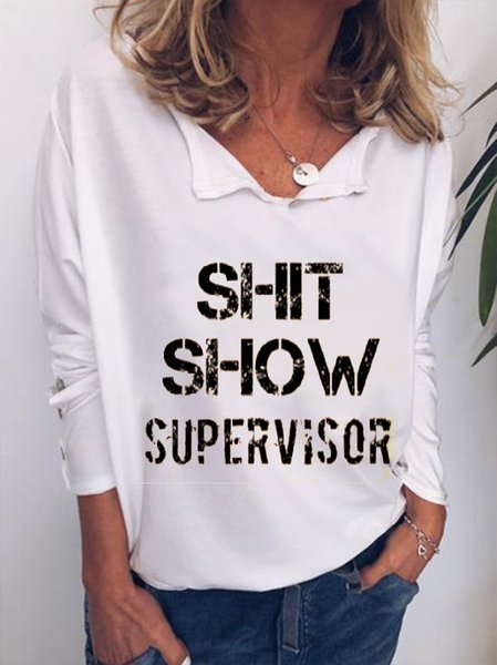 Loosen Casual Shirts & Tops, White, Tops