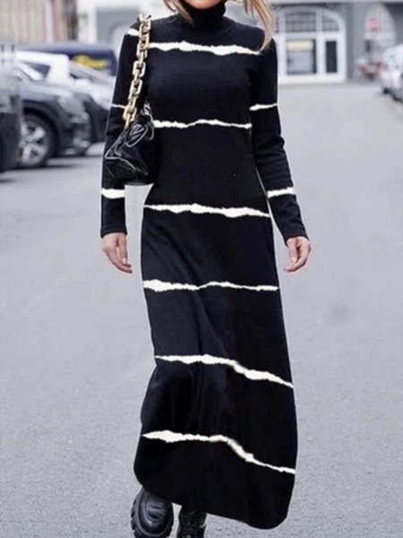 Daily Holiday High Neck Dress, As picture, Maxi Dresses
