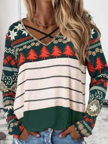 Christmas Regular Fit Cotton Blends V Neck Shirts & Tops, Multicolor, Long sleeve tops
Christmas Regular Fit Cotton Blends V Neck Shirts & Tops, Multicolor, Long sleeve tops