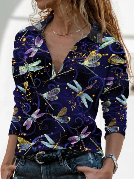 Casual Long Sleeve Plus Size Printed Tops, Purple, Hoodies & Sweatshirts