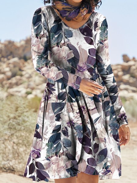 Pastoral Floral Regular Fit Dresses, As picture, Mini Dresses