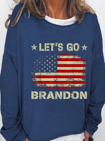 Cotton Blends Letter Sweatshirt, Dark blue, Hoodies&Sweatshirts