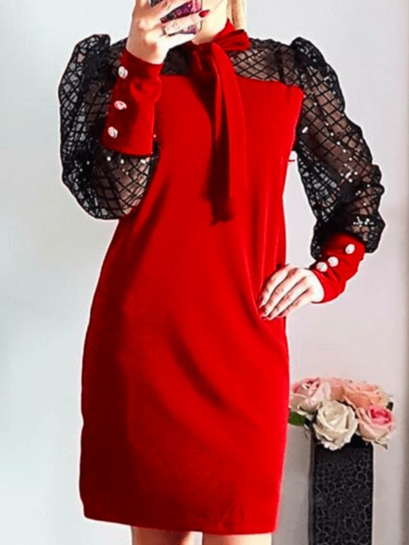 Fall Party Holiday Date A-line Tie Neck Plain Long sleeve Dresses, Red, Mini Dresses
Fall Party Holiday Date A-line Tie Neck Plain Long sleeve Dresses, Red, Mini Dresses