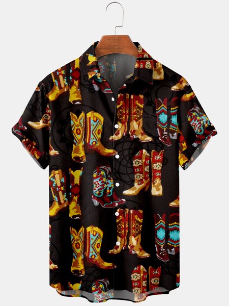 Mens Cowboys Boots Print Casual Breathable Chest Pocket Short Sleeve Hawaiian Shirts, Brown, Men's Floral shirt
Mens Cowboys Boots Print Casual Breathable Chest Pocket Short Sleeve Hawaiian Shirts, Brown, Men's Floral shirt