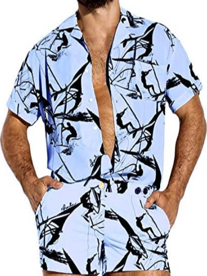 Casual Two Piece Sets, Sky blue, Men's sets